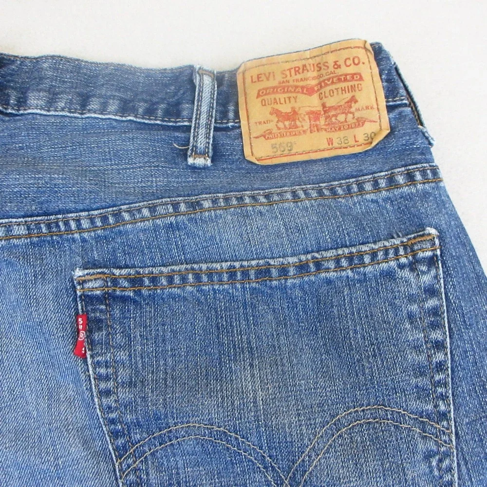 Levis 569 Jeans Mens 38x30 Blue Denim Loose Straight Medium Wash 100% Cotton